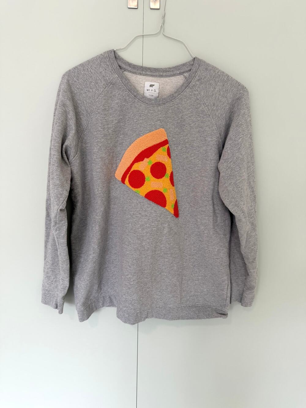 MONICA + ANDY Pizza Party Adult Embroidered Crewneck Sweatshirt